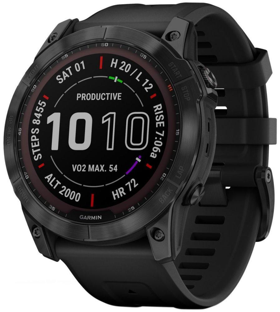GARMIN chytré sportovní GPS hodinky fenix 7X PRO Sapphire Solar, Black DLC Titanium / Black Band