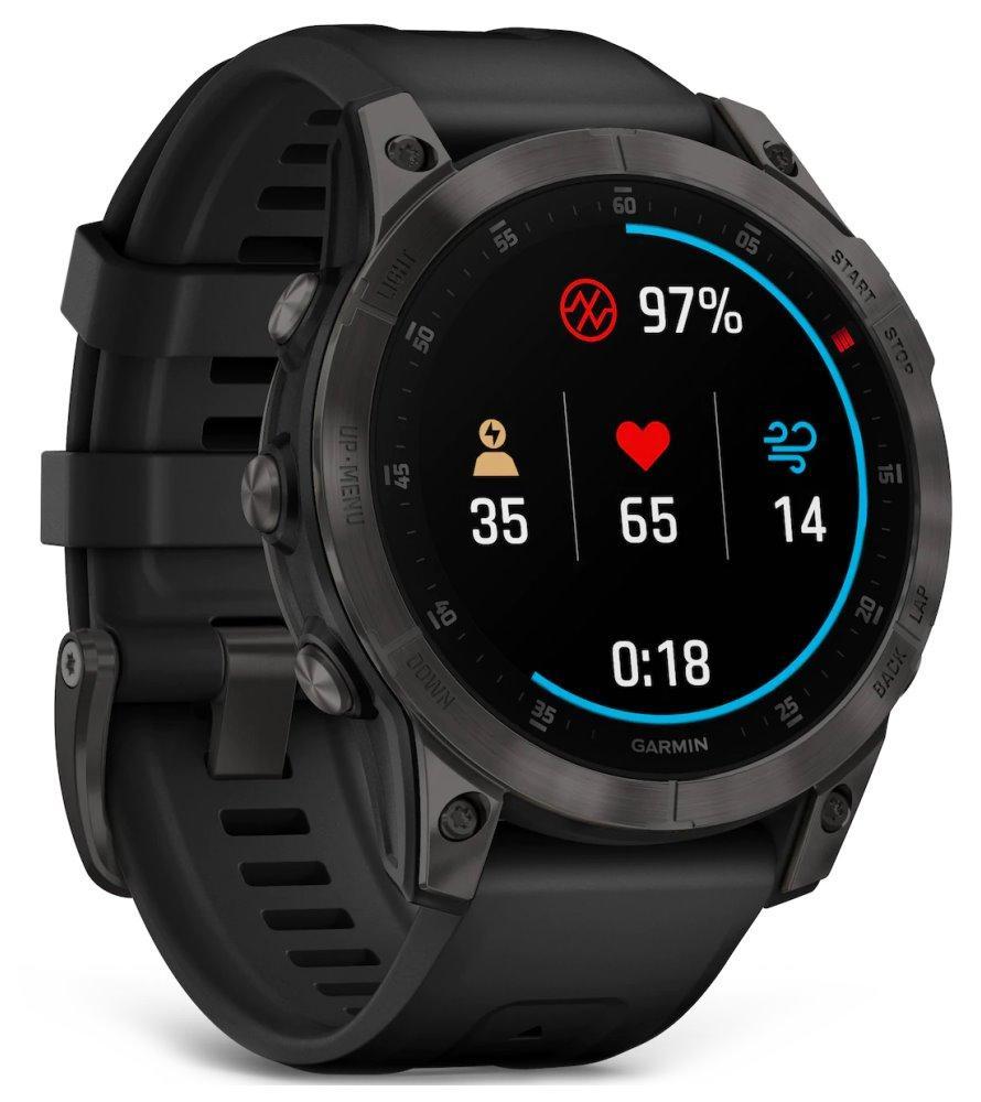 GARMIN chytré sportovní GPS hodinky epix PRO Sapphire, Titan Black/ Black Silicone Band