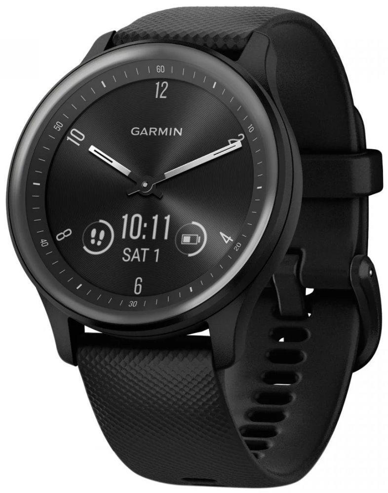 GARMIN chytré elegantní fitness hodinky vívomove Sport, Slate/Black, silikonový řemínek