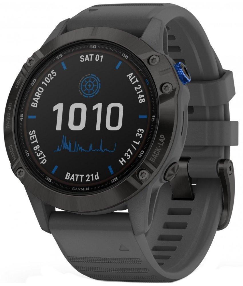 GARMIN chytré sportovní GPS hodinky fenix 6 PRO, Solar, Black/Slate Band (MAP/Music)