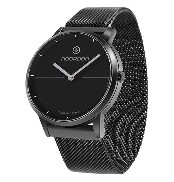 NOERDEN chytré elegantní hybridní hodinky LIFE2+ Black/ dotyk. safírové sklíčko/ 5 ATM/ výdrž až 6 měsíců/ černé/ CZ app