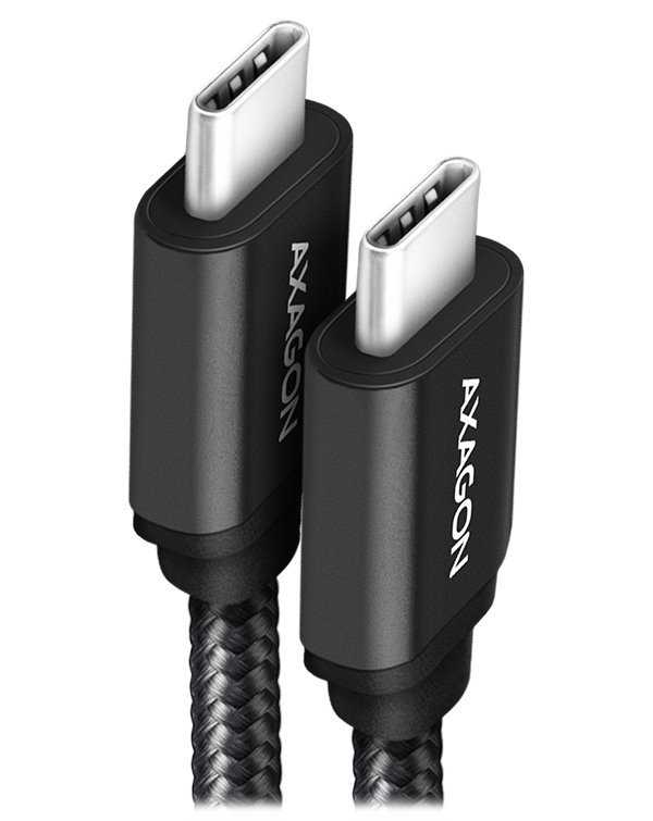 AXAGON datový a nabíjecí kabel SPEED USB-C na USB-C / USB 3.2 Gen1 / PD 60W 3A / ALU / oplet / 1m / černý