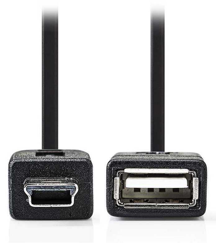 NEDIS kabel USB 2.0/ zástrčka mini-B - zásuvka USB-A/ podpora OTG/ černý/ 20cm