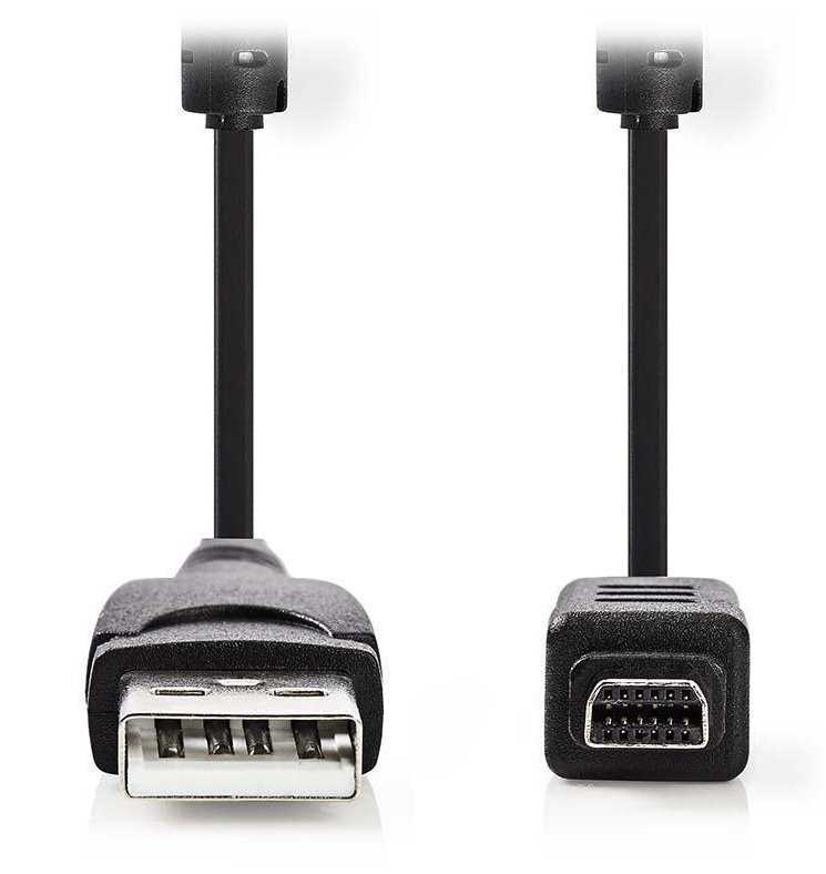 NEDIS datový kabel pro fotoaparát OLYMPUS/ USB 2.0 A zástrčka - 12-pinová zástrčka/ černý/ 2m
