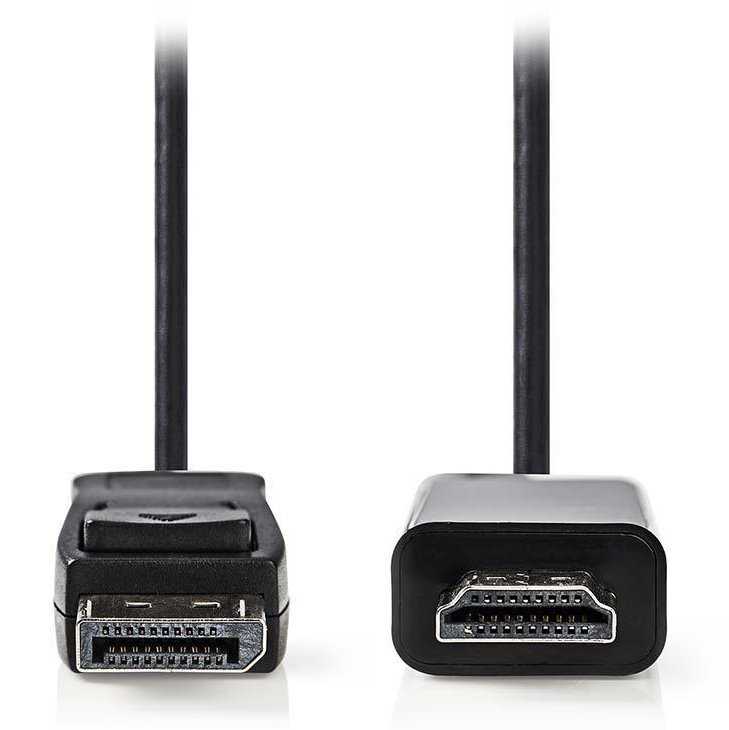 NEDIS kabel DisplayPort - HDMI/ zástrčka DisplayPort - konektor HDMI/ černý/ 2m