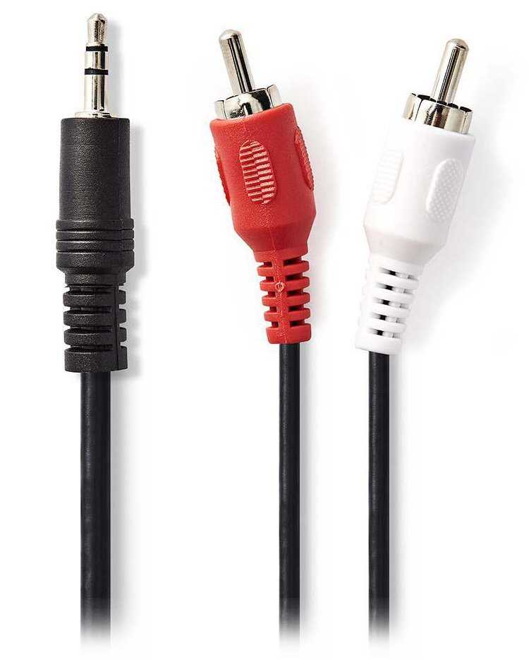NEDIS redukční stereo audio kabel s jackem/ zástrčka 3,5 mm - 2x zástrčka RCA/ černý/ bulk/ 1,5m