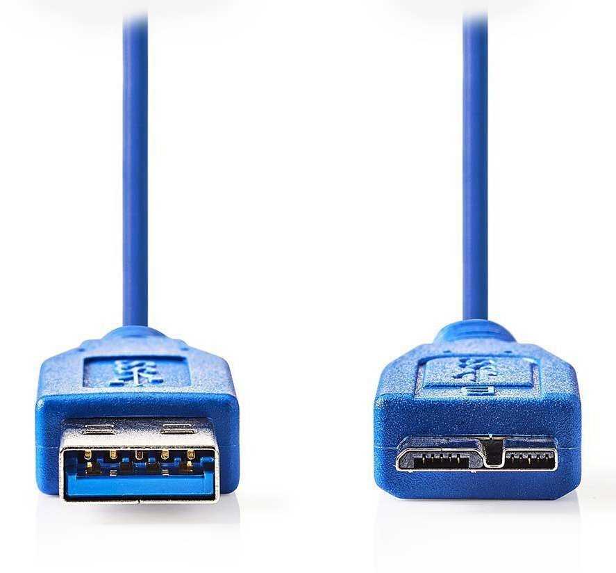 NEDIS kabel USB 3.0/ zástrčka A - zástrčka micro B/ modrý/ 1m