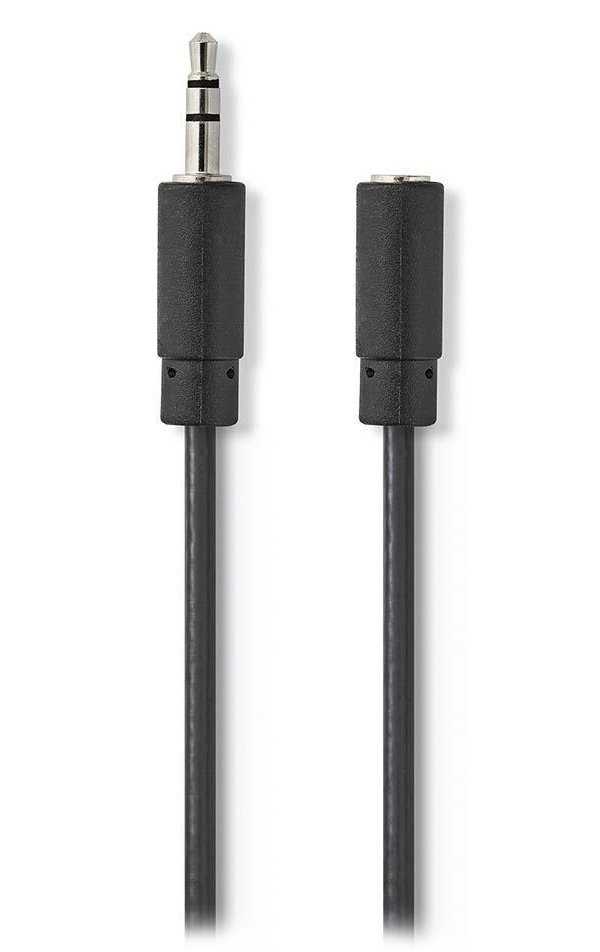 NEDIS stereofonní audio kabel/ 3,5mm jack zástrčka - 3,5mm jack zásuvka/ černý/ 2m