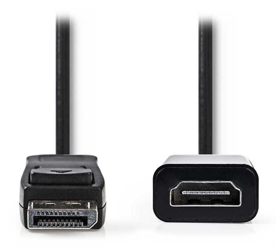 NEDIS adaptérový kabel DisplayPort - HDMI/ zástrčka DisplayPort - zásuvka HDMI/ 20cm/ černý