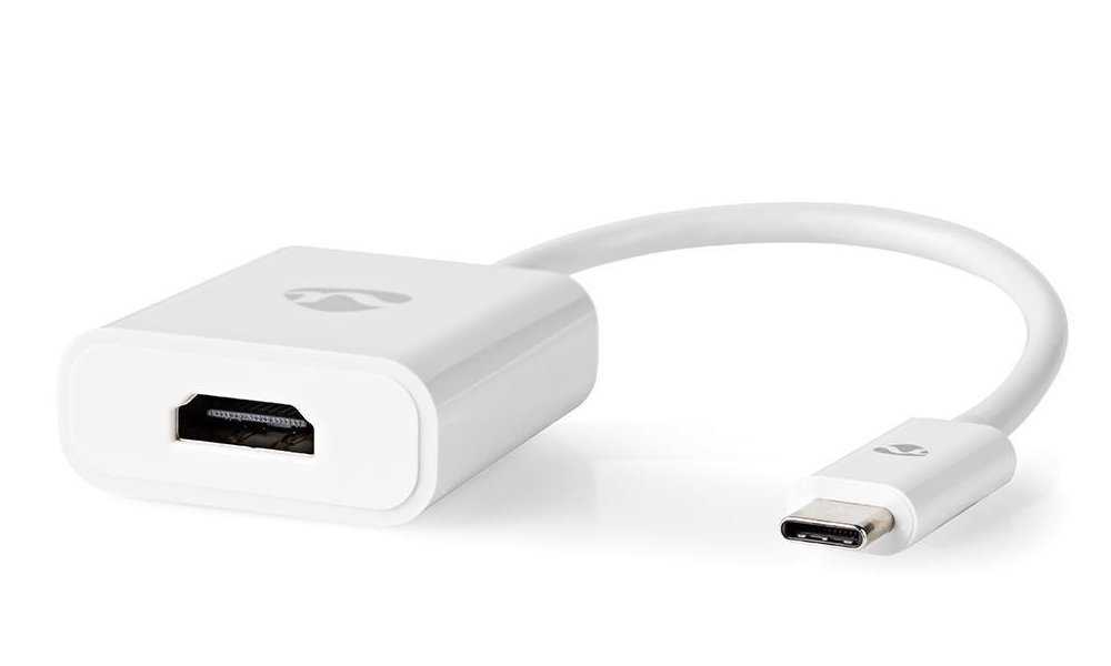 NEDIS redukční kabel s adaptérem/ USB-C zástrčka – HDMI zásuvka/ bílý/ plastový sáček/ 20cm