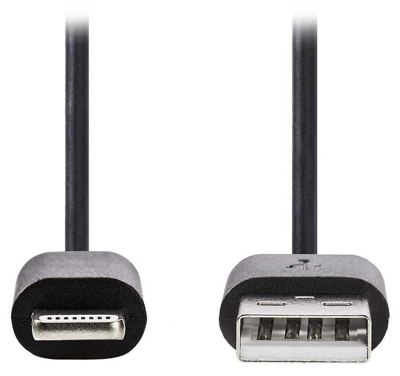 NEDIS synchronizační a nabíjecí kabel pro zařízení Apple/ konektor Lightning/ zástrčka USB 2.0 A/ černý/ blistr/ 1m