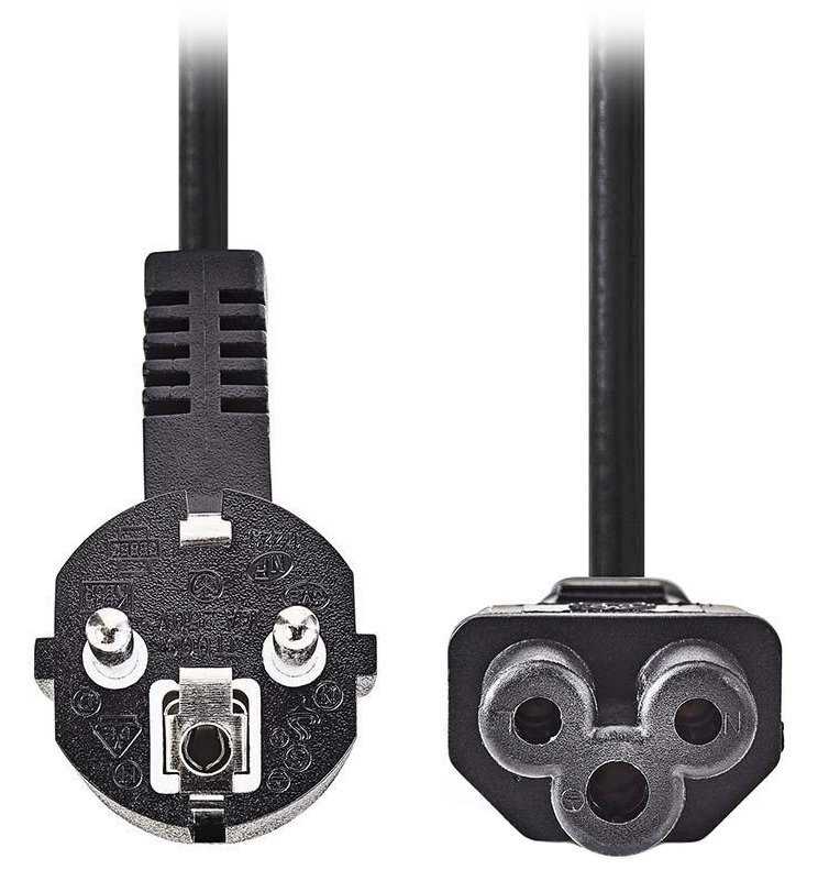 NEDIS napájecí kabel 230V/ přípojný 10A/ konektor IEC-320-C5/ úhlová zástrčka Schuko/ trojlístek/ černý/ 3m