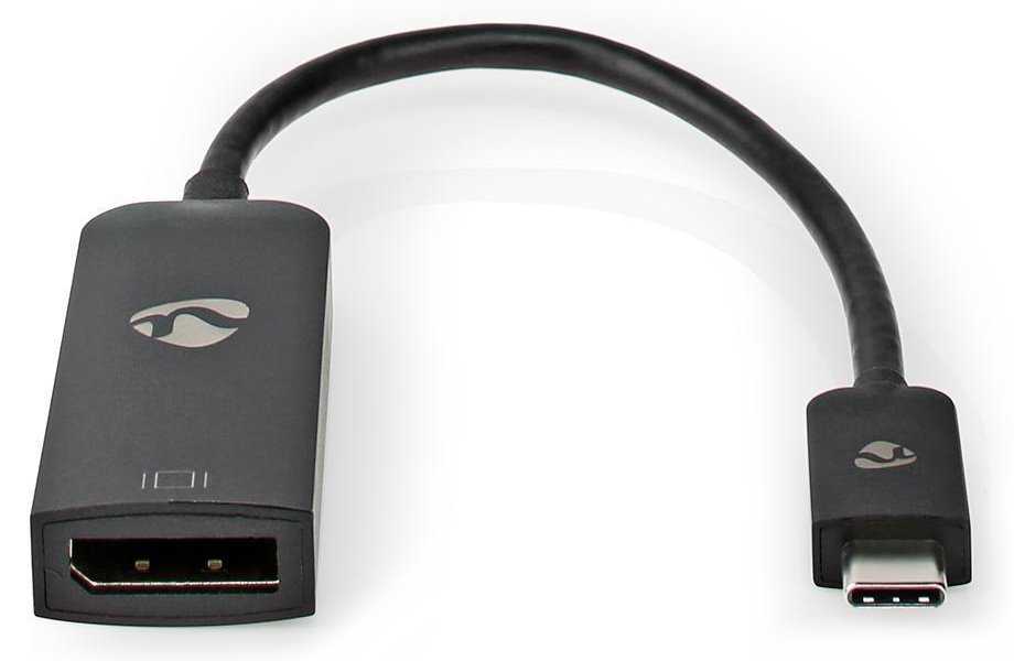 NEDIS kabelový adaptér USB 3.2 Gen 1/ USB-C zástrčka - DisplayPort zásuvka/ kulatý/ černý/ 20cm