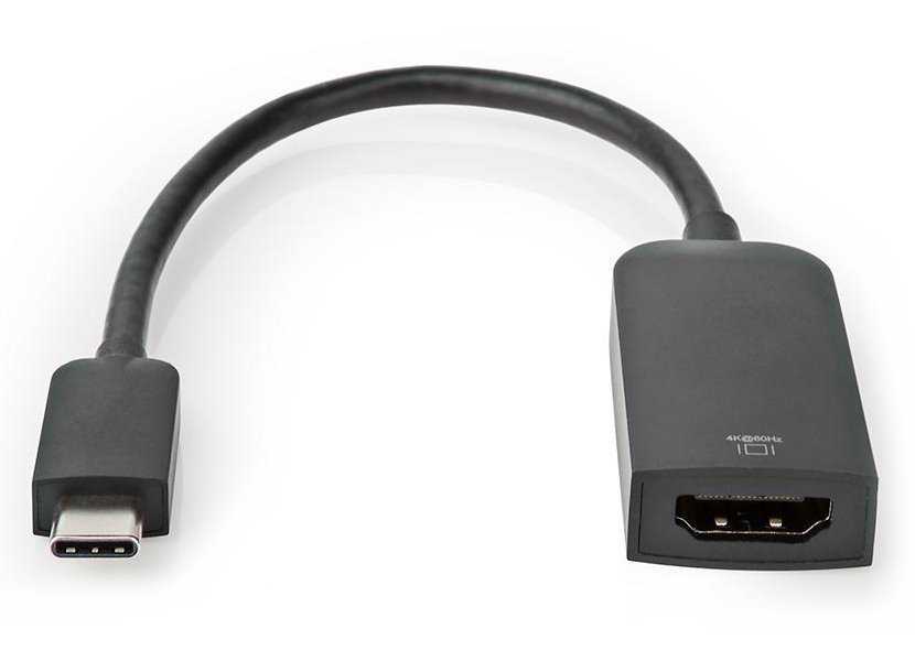 NEDIS kabelový adaptér USB 3.2 Gen 1/ USB-C zástrčka - HDMI zásuvka/ kulatý/ černý/ 20cm