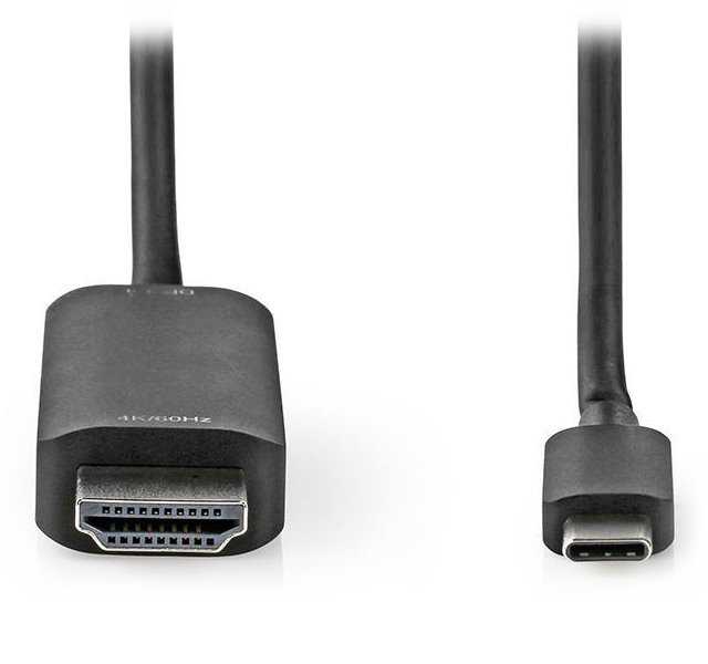 NEDIS kabelový adaptér USB 3.2 Gen 1/ USB-C zástrčka - HDMI zásuvka/ kulatý/ černý/ 2m
