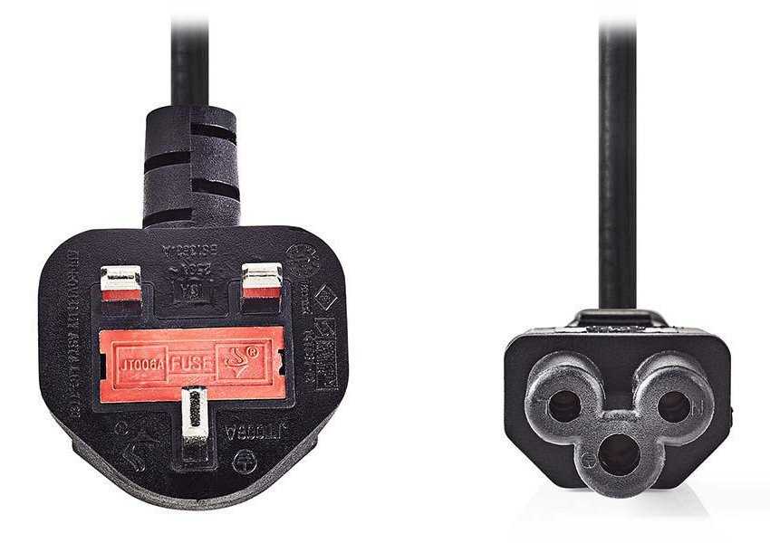 NEDIS napájecí kabel/ přímý/ úhlový/ konektor IEC-320-C5/ zástrčka UK/ kulatý/ černý/ 3m