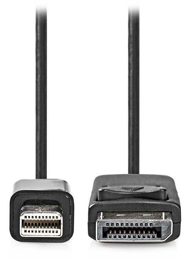 NEDIS kabel mini DisplayPort/DisplayPort 1.2/ zástrčka mini DisplayPort - zástrčka DisplayPort/ 4K/ černý/ 1m
