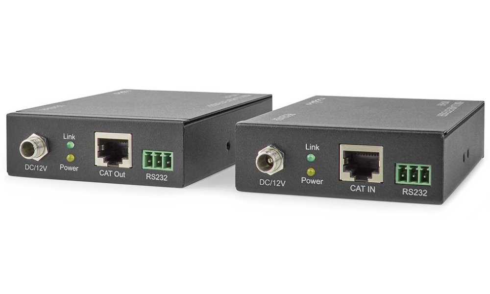 NEDIS HDMI extender/ přes Cat6/ do 60 m/ 4K@60Hz/ 18 Gbps/ HDMI/ LAN/ RS-232/ kov/ antracit