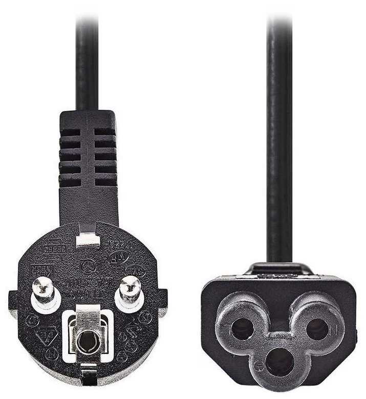 NEDIS napájecí kabel 230V/ přípojný 10A/ konektor IEC-320-C5/ úhlová zástrčka Schuko/ trojlístek/ černý/ bulk/ 2m