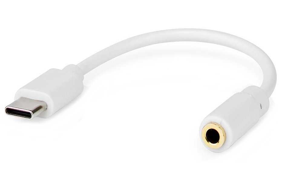 NEDIS USB 2.0 adaptér/ USB-C zástrčka - 3,5 mm zásuvka/ kulatý/ bílý/ blistr/ 10 cm