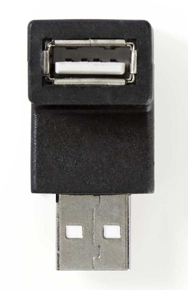 NEDIS adaptér USB 2.0/ zástrčka USB-A - zásuvka USB-A zásuvka/ 480 Mbps/ kulatý/ poniklovaný/ PVC/ černý/ blistr