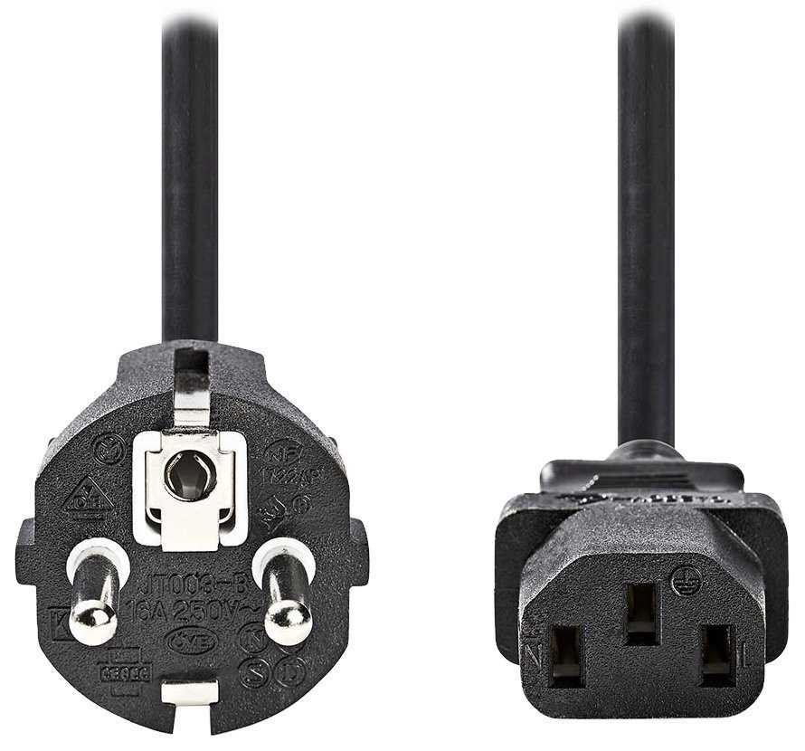 NEDIS napájecí kabel 230V/ přípojný 10A/ konektor IEC-320-C13/ přímá zástrčka Schuko/ černý/ bulk/ 2m