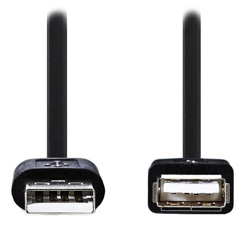 NEDIS prodlužovací kabel USB 2.0/ zástrčka USB-A - zásuvka USB-A/ poniklované konektory/ černý/ bulk/ 2m