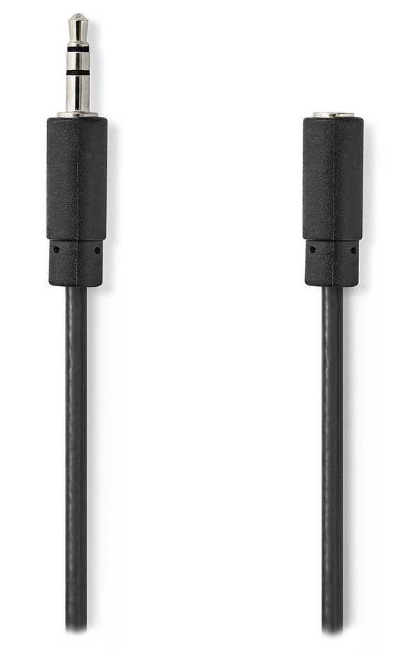 NEDIS prodlužovací stereo audio kabel s jackem/ zástrčka 3,5 mm - zásuvka 3,5 mm/ černý/ bulk/ 5m
