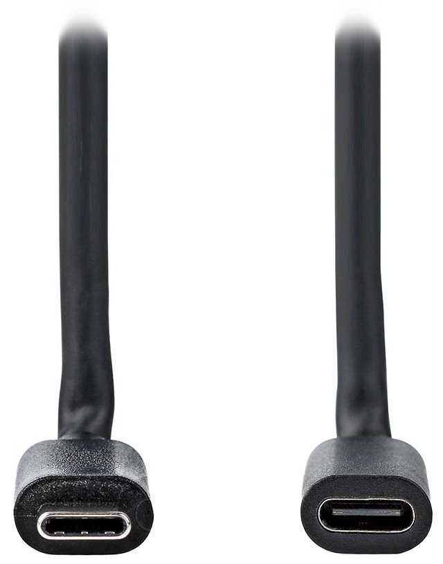 NEDIS prodlužovací kabel USB 3.2 Gen 1/ USB-C zástrčka - USB-C zásuvka/ kulatý/ černý/ bulk/ 1m