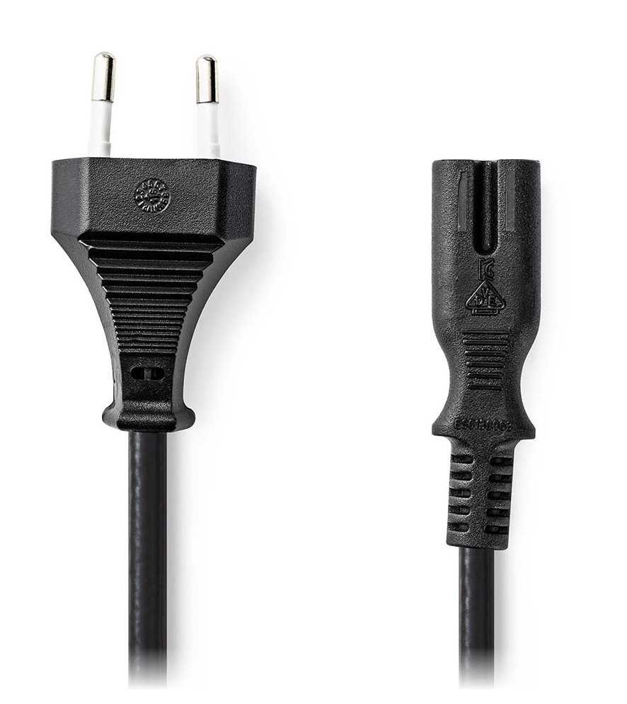 NEDIS napájecí kabel pro adaptéry/ Euro zástrčka - konektor IEC-320-C7/ přímý-přímý/ dvoulinka/ černý/ bulk/ 5m