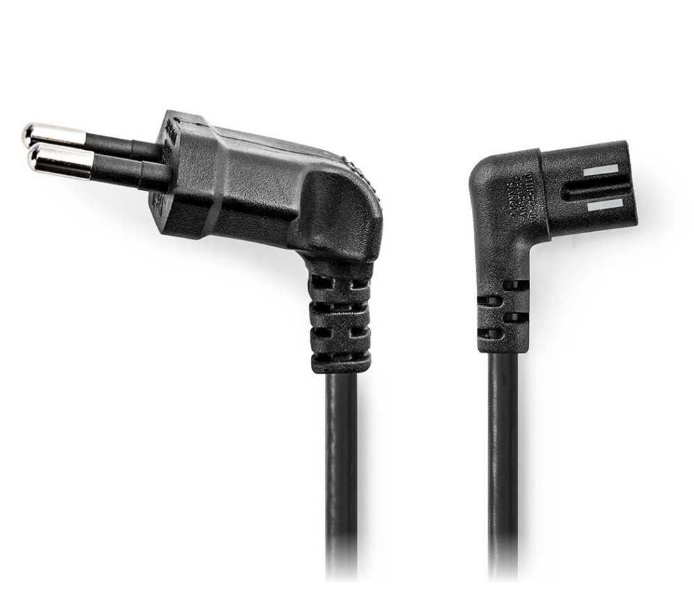 NEDIS napájecí kabel pro adaptéry/ Euro zástrčka - konektor IEC-320-C7/ úhlový-úhlový/ dvoulinka/ černý/ bulk/ 5m