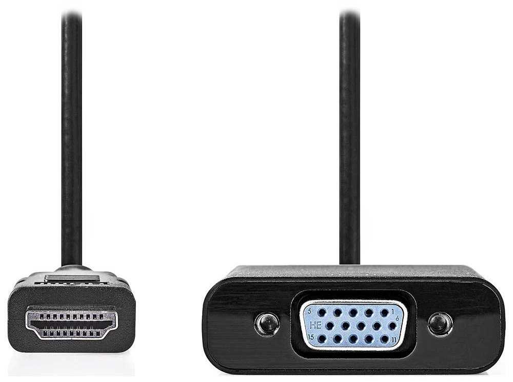 NEDIS HDMI redukční kabel/ HDMI zástrčka - VGA zásuvka/ černý/ blistr/ 20cm