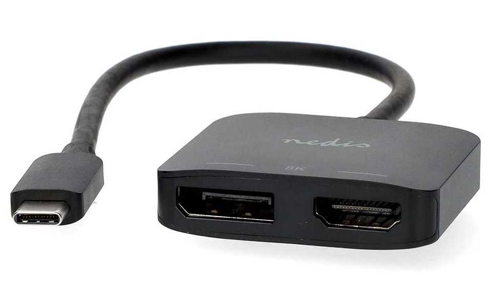 NEDIS kabelový adaptér USB-C/USB 3.2 Gen 1/ USB-C zástrčka - DisplayPort zásuvka - HDMI zásuvka/ černý/ BOX/ 20cm