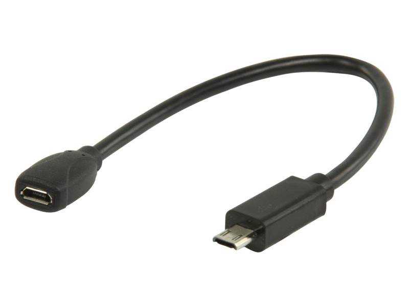 VALUELINE redukční kabel MHL pro telefony Samsung/ 11-pin zástrčka USB micro B - 5-pin zásuvka USB micro B/ černý/ 20cm