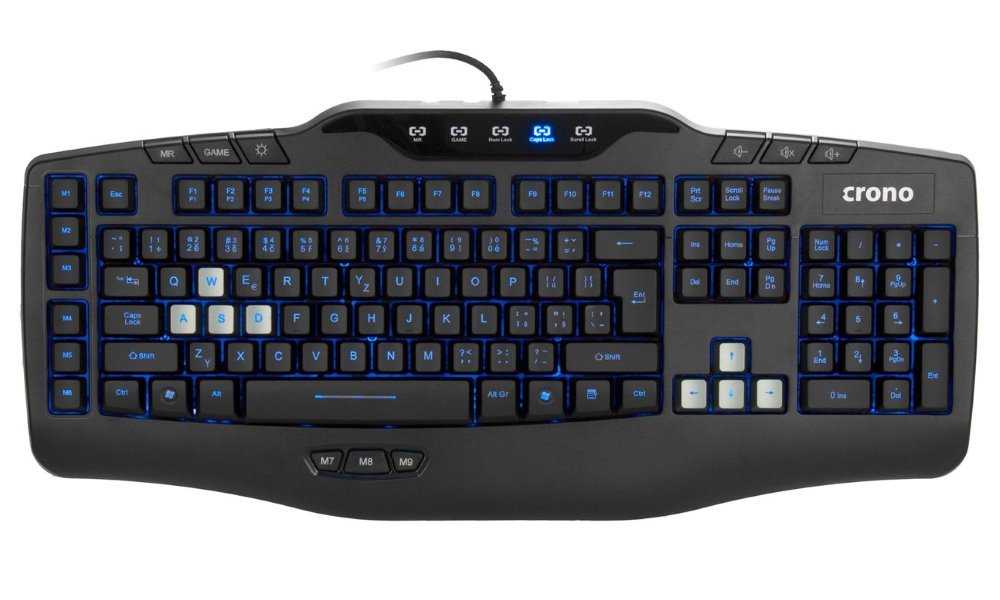 CRONO klávesnice CK3000/ gaming/ drátová/ podsvícená/ USB/ CZ+SK/ černá