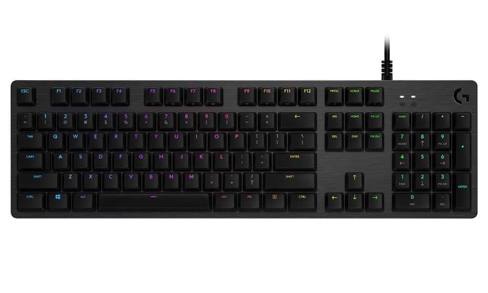 Logitech herní klávesnice G512 LIGHTSYNC RGB/ mechanická/ GX Red/ USB/ US layout/ Carbon