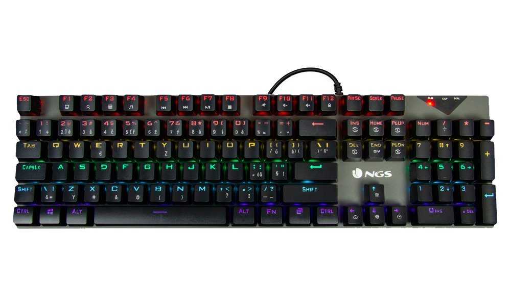 NGS GKX-500/ Mechanická herní drátová klávesnice/ USB/ RGB podsvícení/ černá/ CZ+SK layout