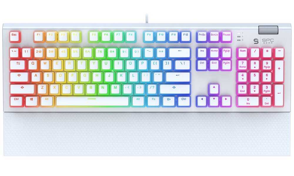SPC Gear klávesnice GK650K Omnis Onyx white Pudding Edition / mechanická / Kailh Blue / RGB / kompaktní / US lay / USB