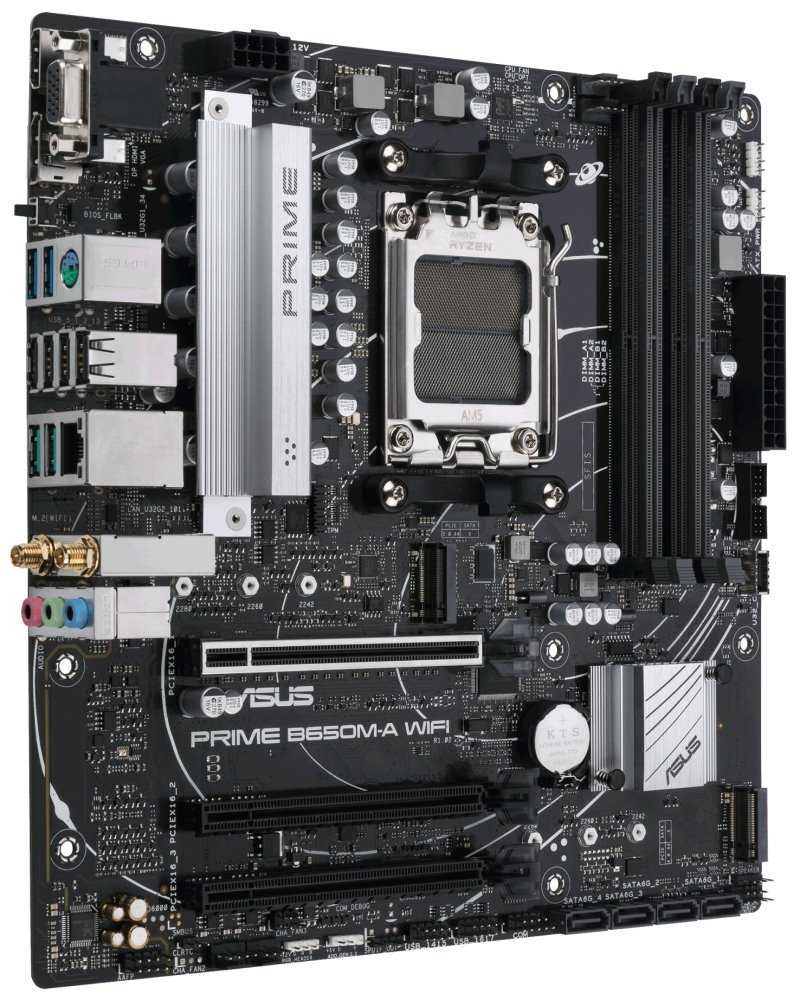 ASUS PRIME B650M-A WIFI / AMD B650 / AM5 / 4x DDR5 / 2x M.2 / VGA / HDMI / DP / WiFi / mATX