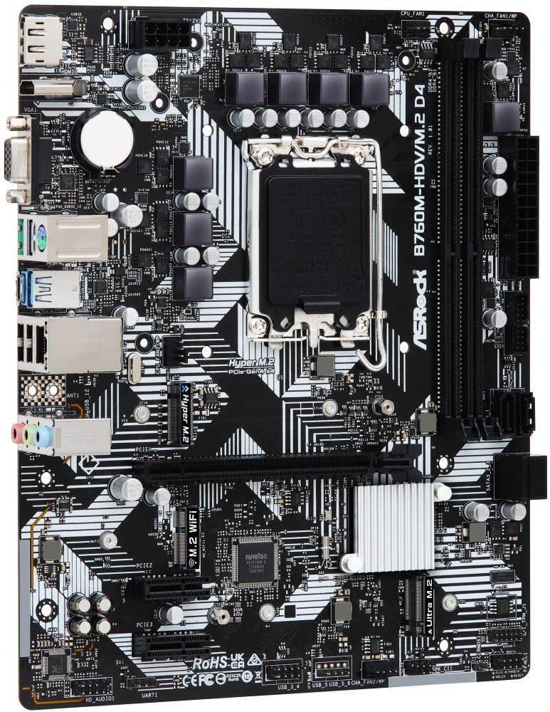 ASRock B760M-HDV/M.2 D4 / Intel B760 / LGA1700 / 2x DDR4 / 2x M.2 / VGA / HDMI / DP / USB-C / mATX