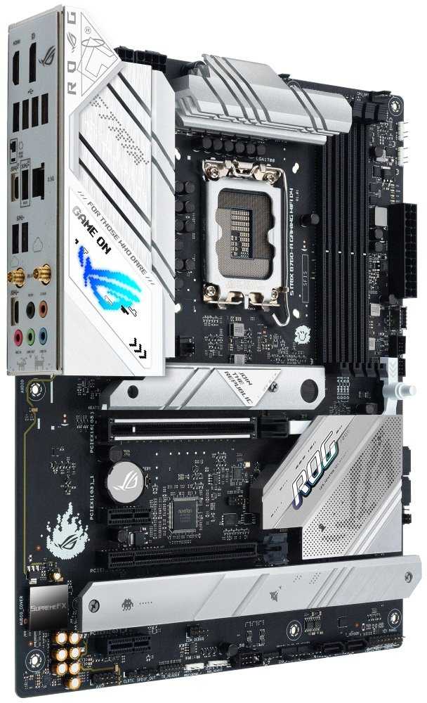 ASUS ROG STRIX B760-A GAMING WIFI D4 / Intel B760 / LGA1700 / 4x DDR4 / 3x M.2 / DP / HDMI / 2x USB-C / ATX