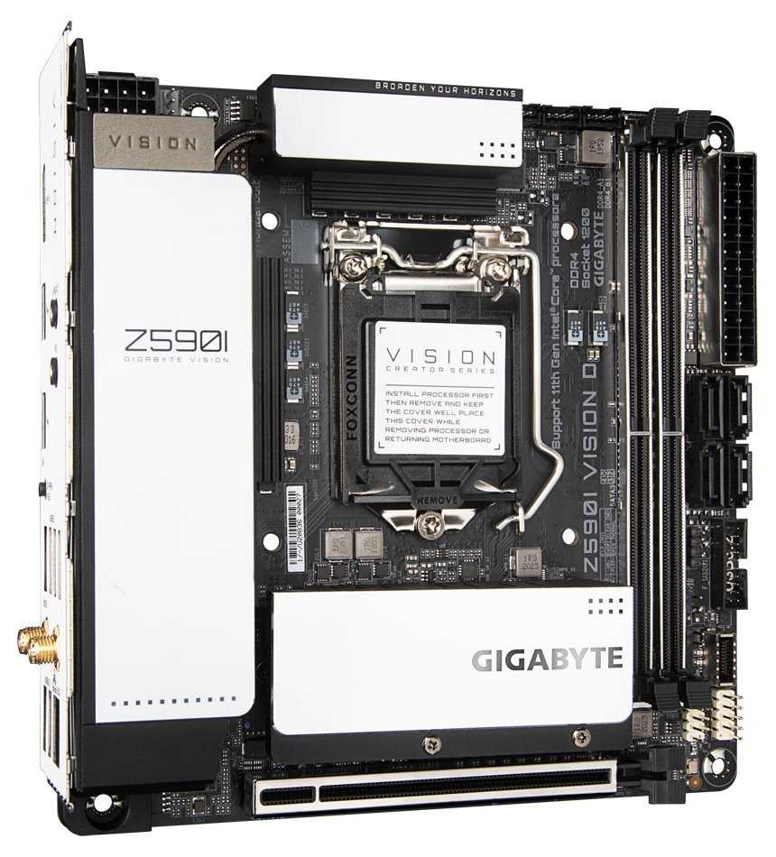 GIGABYTE Z590I VISION D / Intel Z590 / LGA1200 / 2x DDR4 / 2x M.2 / DP / 2x Thunderbolt 4 / WiFi / Mini-ITX