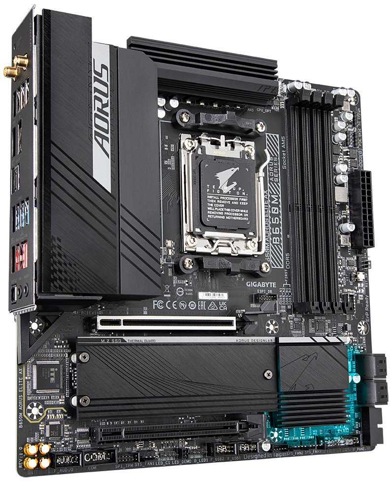 GIGABYTE B650M AORUS ELITE AX / AMD B650 / AM5 / 4x DDR5 / 2x M.2 / USB-C / HDMI / DP / WiFi / mATX