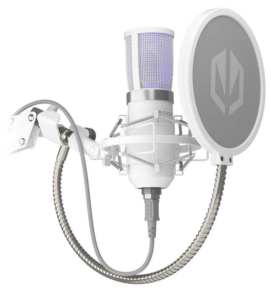 Endorfy mikrofon Streaming OWH / streamovací / rameno / pop-up filtr / 3,5mm jack / USB-C / bílý