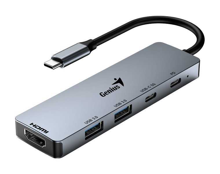 GENIUS hub UH-500/ USB-C na HDMI/ 2x USB3.0/ USB-C/ 100W PD/ šedý
