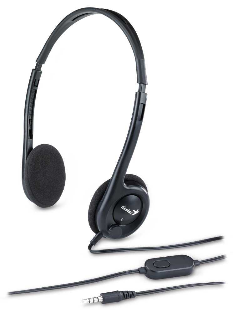 GENIUS headset HS-200C, 2x 3,5 jack, redukce na single jack