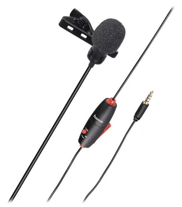 HAMA klopový mikrofon Lavalier Smart/ mono/ 3,5 mm jack/ 6 m/ černý