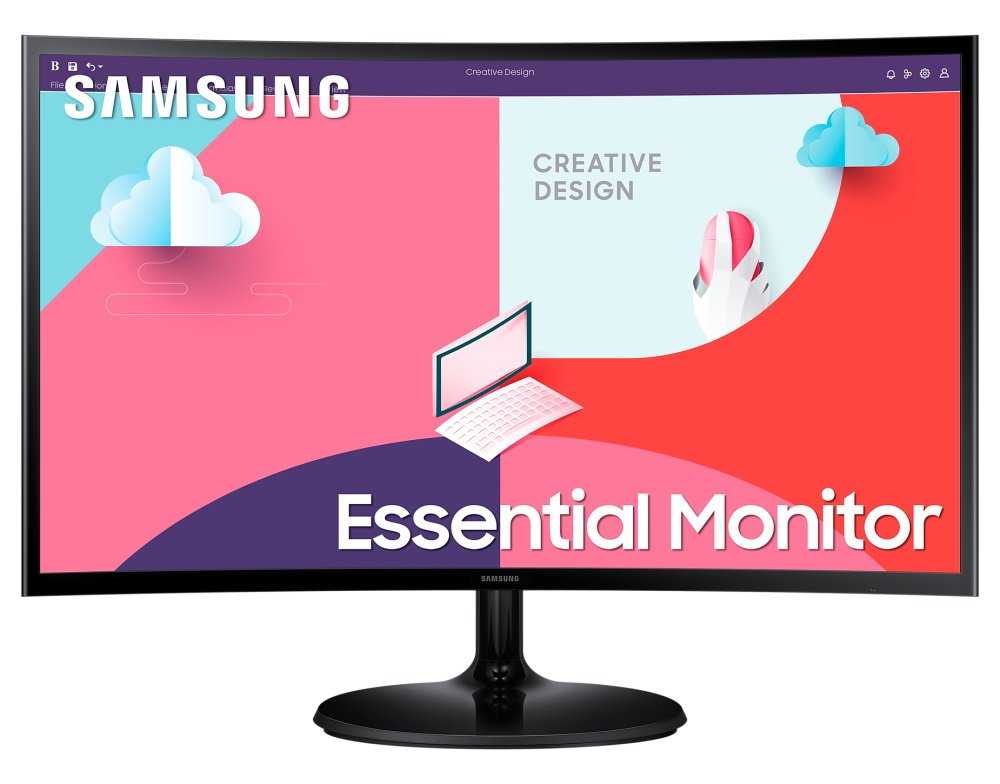 Samsung Essential S360C 24" / Prohnutý / FullHD 1920x1080 / VA / 4ms / 75Hz / Jack/VGA/HDMI/VESA