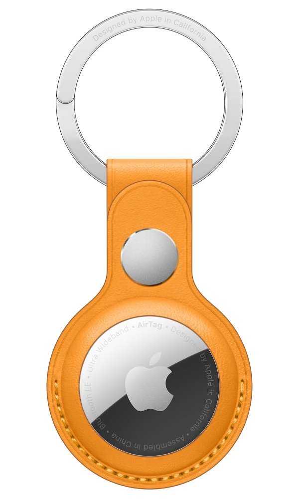 Apple AirTag Leather Key Ring - California Poppy
