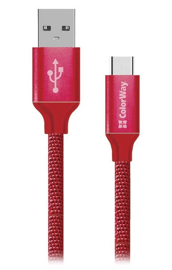 Colorway Datový Kabel USB/ USB-C / 2.4A/ 2m/ Červený